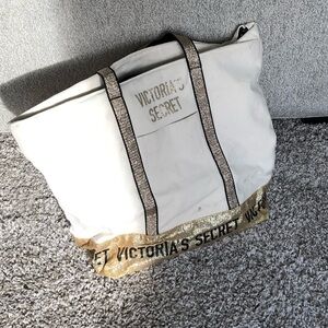 Victoria's Secret White and Tan Tote Bag